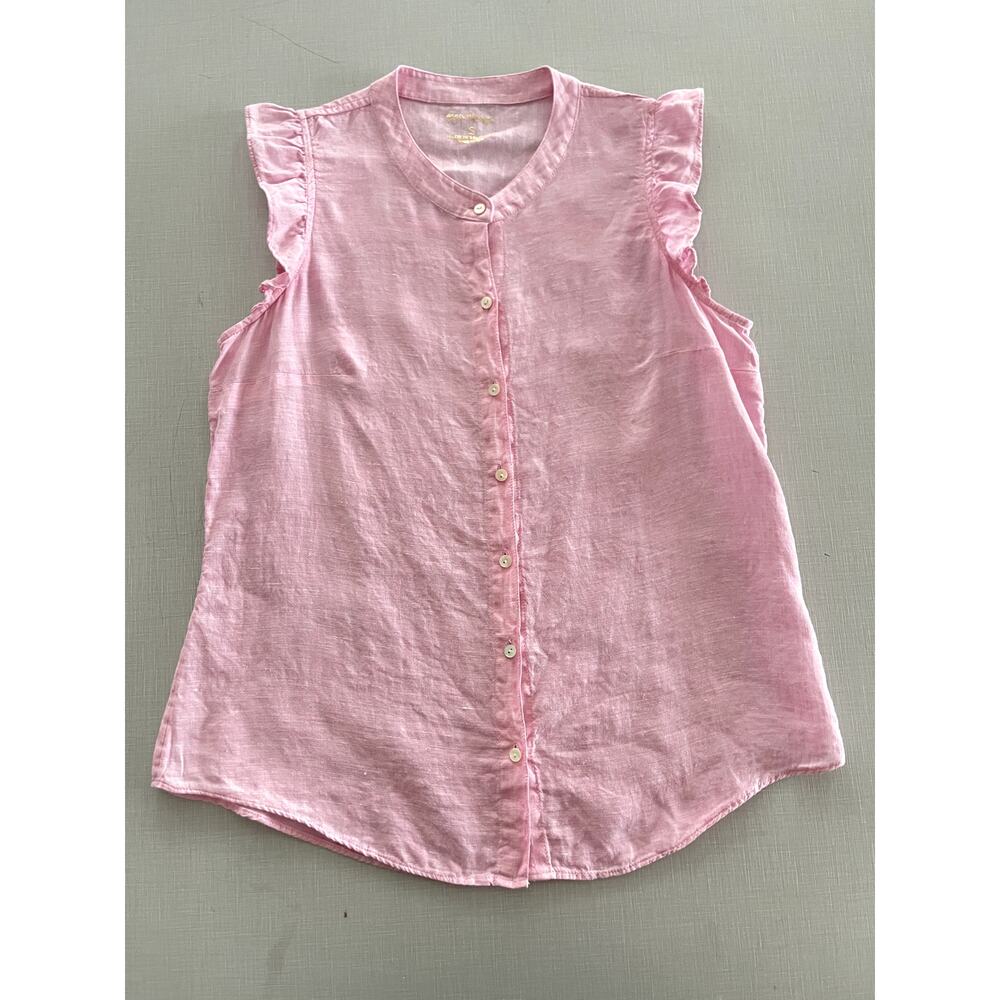 Lilly Pulitzer Sz S Briette Linen Button Down Shirt Pink Classic Vacation Resort - Picture 5 of 12